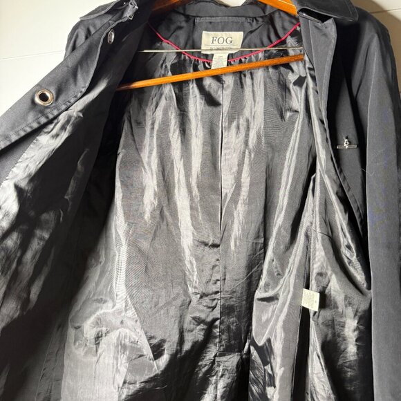 London Fog Black Toggle Trench Coat Removable Hood Size Medium - Picture 5 of 9